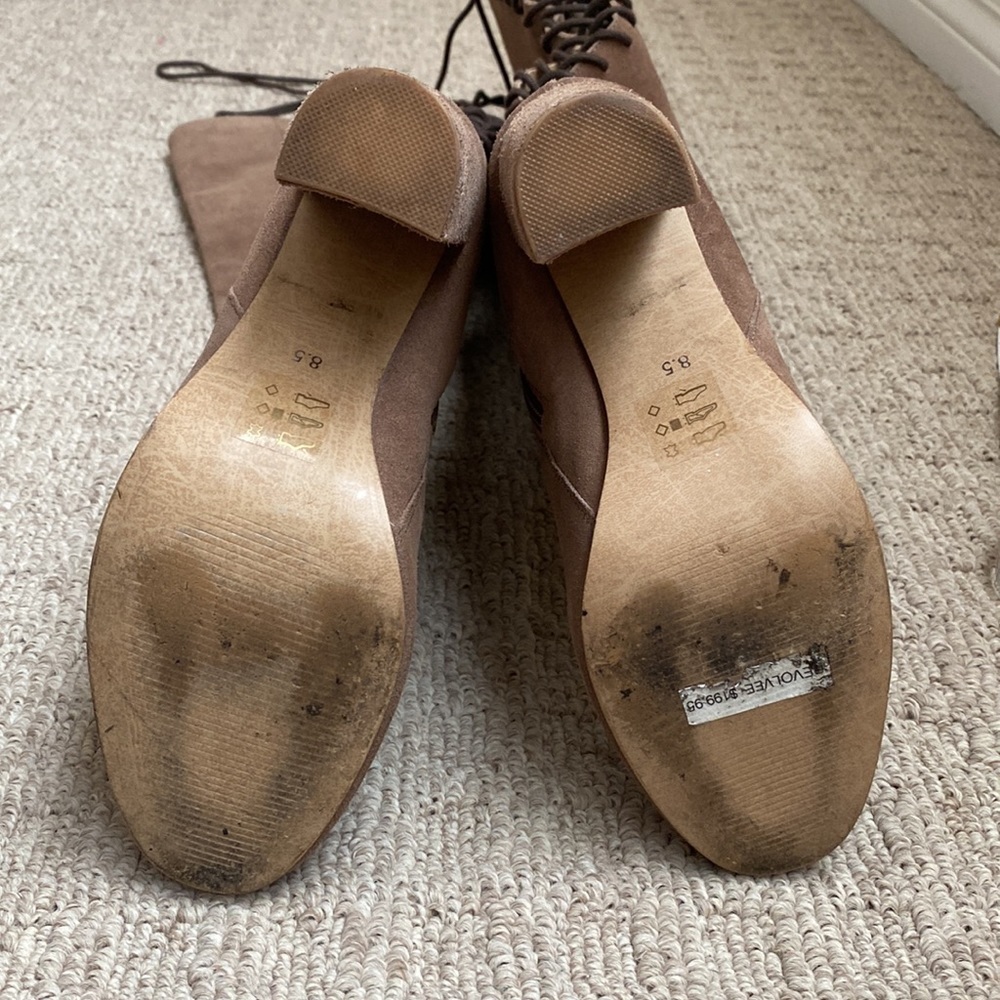 Steve Madden Revolvee Over the Knee Suede Leather Lace Up Block Heel Boho Boots - Picture 7 of 9